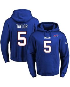 Bills #5 Tyrod Taylor Royal Blue Name & Number Pullover NFL Hoodie