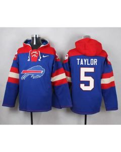 Bills #5 Tyrod Taylor Royal Blue Player Pullover NFL Hoodie