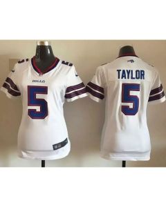 Bills #5 Tyrod Taylor White Women's Stitched NFL Elite Jersey