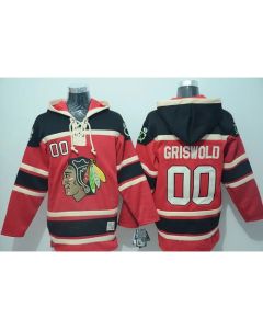 Blackhawks #00 Clark Griswold Red Sawyer Hooded Sweatshirt Stitched NHL Jersey