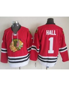 Blackhawks #1 Glenn Hall Stitched Red CCM Throwback NHL Jersey
