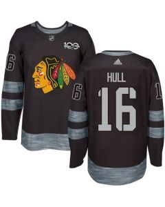 Blackhawks #16 Bobby Hull Black 1917-2017 100th Anniversary Stitched NHL Jersey