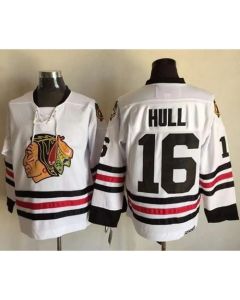 Blackhawks #16 Bobby Hull White CCM Throwback Stitched NHL Jersey