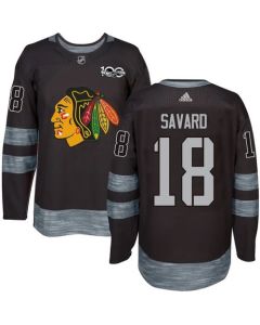 Blackhawks #18 Denis Savard Black 1917-2017 100th Anniversary Stitched NHL Jersey