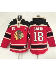 Blackhawks #18 Denis Savard Red Sawyer Hooded Sweatshirt Stitched NHL Jersey