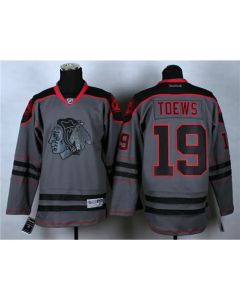 Blackhawks #19 Jonathan Toews Charcoal Cross Check Fashion Stitched NHL Jersey
