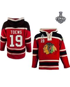 Blackhawks #19 Jonathan Toews Red Sawyer Hooded Sweatshirt 2015 Stanley Cup Stitched NHL Jersey
