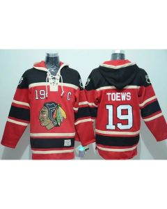 Blackhawks #19 Jonathan Toews Red Sawyer Hooded Sweatshirt Stitched NHL Jersey