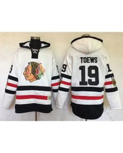 Blackhawks #19 Jonathan Toews White Sawyer Hooded Sweatshirt 2017 Winter Classic Stitched NHL Jersey