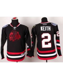 Blackhawks #2 Duncan Keith Black(Red Skull) 2014 Stadium Series Stitched Youth NHL Jersey