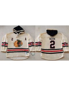Blackhawks #2 Duncan Keith Cream Heavyweight Pullover Hoodie Stitched NHL Jersey