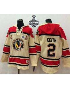 Blackhawks #2 Duncan Keith Cream Sawyer Hooded Sweatshirt 2015 Stanley Cup Stitched NHL Jersey