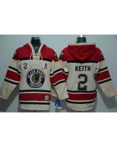 Blackhawks #2 Duncan Keith Cream Sawyer Hooded Sweatshirt Stitched NHL Jersey