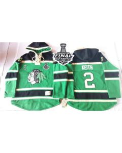 Blackhawks #2 Duncan Keith Green St. Patrick's Day McNary Lace Hoodie 2015 Stanley Cup Stitched NHL Jersey