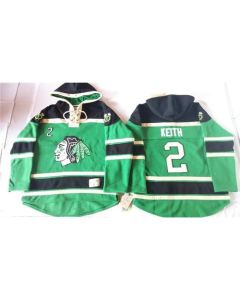 Blackhawks #2 Duncan Keith Green St. Patrick's Day McNary Lace Hoodie Stitched NHL Jersey