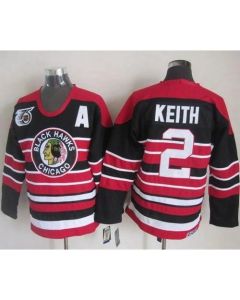 Blackhawks #2 Duncan Keith Red/Black 75TH CCM Stitched NHL Jersey