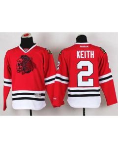 Blackhawks #2 Duncan Keith Red(Red Skull) Stitched Youth NHL Jersey