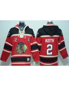 Blackhawks #2 Duncan Keith Red Sawyer Hooded Sweatshirt Stitched NHL Jersey