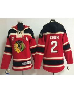 Blackhawks #2 Duncan Keith Red Sawyer Hooded Sweatshirt Stitched Youth NHL Jersey