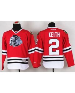 Blackhawks #2 Duncan Keith Red(White Skull) Stitched Youth NHL Jersey
