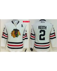 Blackhawks #2 Duncan Keith White 2015 Winter Classic Women's Stitched NHL Jersey