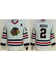 Blackhawks #2 Duncan Keith White Stitched youth NHL Jersey