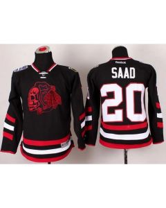 Blackhawks #20 Brandon Saad Black(Red Skull) 2014 Stadium Series Stitched Youth NHL Jersey