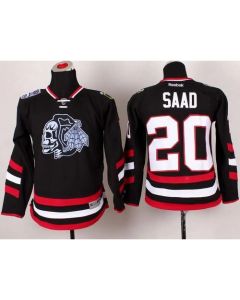 Blackhawks #20 Brandon Saad Black(White Skull) 2014 Stadium Series Stitched Youth NHL Jersey