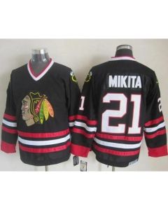 Blackhawks #21 Stan Mikita Black CCM Throwback Stitched NHL Jersey