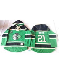 Blackhawks #21 Stan Mikita Green St. Patrick's Day McNary Lace Hoodie Stitched NHL Jersey