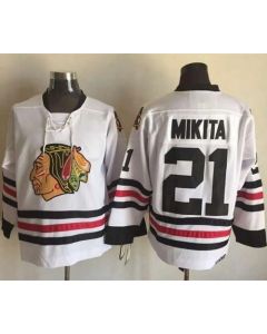 Blackhawks #21 Stan Mikita White CCM Throwback Stitched NHL Jersey