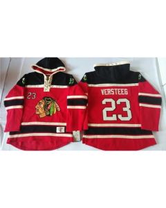 Blackhawks #23 Kris Versteeg Red Sawyer Hooded Sweatshirt Stitched NHL Jersey