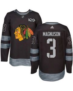 Blackhawks #3 Keith Magnuson Black 1917-2017 100th Anniversary Stitched NHL Jersey