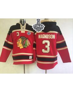 Blackhawks #3 Keith Magnuson Red Sawyer Hooded Sweatshirt 2015 Stanley Cup Stitched NHL Jersey