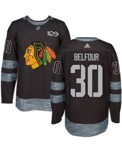 Blackhawks #30 ED Belfour Black 1917-2017 100th Anniversary Stitched NHL Jersey