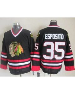 Blackhawks #35 Tony Esposito Black CCM Throwback Stitched NHL Jersey