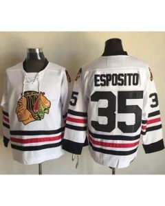 Blackhawks #35 Tony Esposito White CCM Throwback Stitched NHL Jersey
