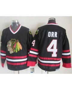 Blackhawks #4 Bobby Orr Black CCM Throwback Stitched NHL Jersey