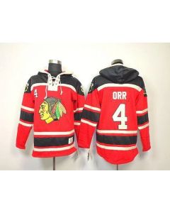 Blackhawks #4 Bobby Orr Red Sawyer Hooded Sweatshirt Stitched NHL Jersey