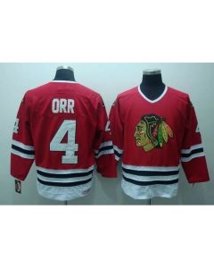 Blackhawks #4 Bobby Orr Stitched Red CCM Throwback NHL Jersey