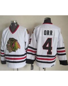 Blackhawks #4 Bobby Orr White CCM Throwback Stitched NHL Jersey
