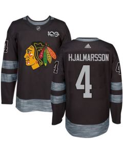 Blackhawks #4 Niklas Hjalmarsson Black 1917-2017 100th Anniversary Stitched NHL Jersey