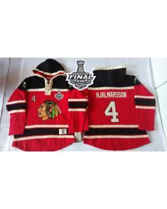 Blackhawks #4 Niklas Hjalmarsson Red Sawyer Hooded Sweatshirt 2015 Stanley Cup Stitched NHL Jersey