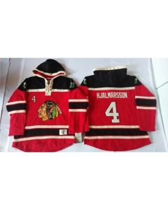 Blackhawks #4 Niklas Hjalmarsson Red Sawyer Hooded Sweatshirt Stitched NHL Jersey
