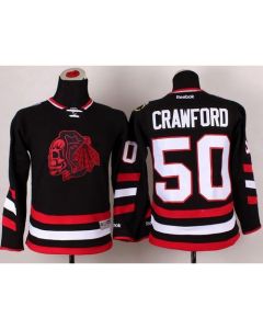 Blackhawks #50 Corey Crawford Black(Red Skull) 2014 Stadium Series Stitched Youth NHL Jersey