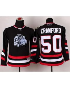Blackhawks #50 Corey Crawford Black(White Skull) 2014 Stadium Series Stitched Youth NHL Jersey