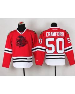 Blackhawks #50 Corey Crawford Red(Red Skull) Stitched Youth NHL Jersey