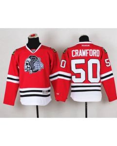 Blackhawks #50 Corey Crawford Red(White Skull) Stitched Youth NHL Jersey