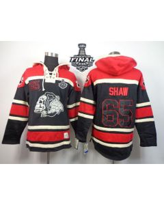 Blackhawks #65 Andrew Shaw Black Sawyer Hooded Sweatshirt 2015 Stanley Cup Stitched NHL Jersey