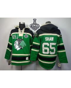 Blackhawks #65 Andrew Shaw Green St. Patrick's Day McNary Lace Hoodie 2015 Stanley Cup Stitched NHL Jersey